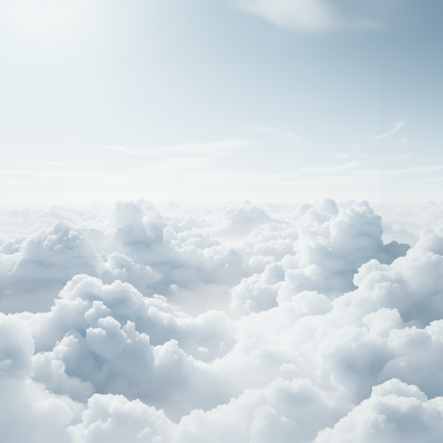 Bright Open Sky with Fluffy Clouds
