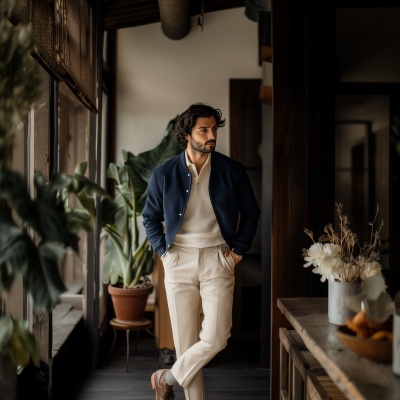 Chic Man in Bomber Jacket