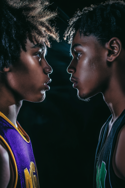 Intense Basketball Showdown
