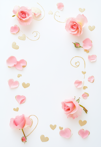 Delicate Heart and Roses Background