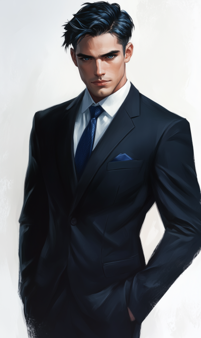 Handsome Man in Navy Suit