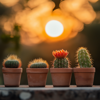 Cacti in Sunset