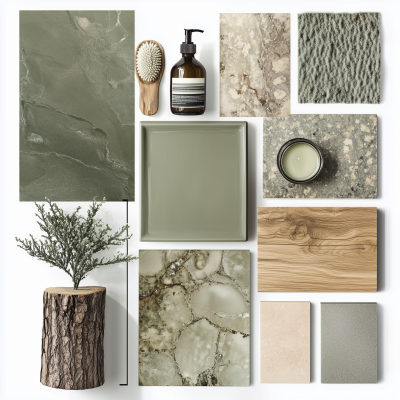 Green Moodboard for Bathroom Design