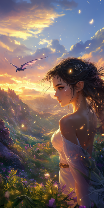 Glowing Girl with Dragon