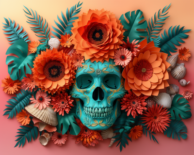 Tropical Floral Skull