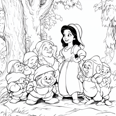 Snow White and the Seven Dwarfs Coloring Page