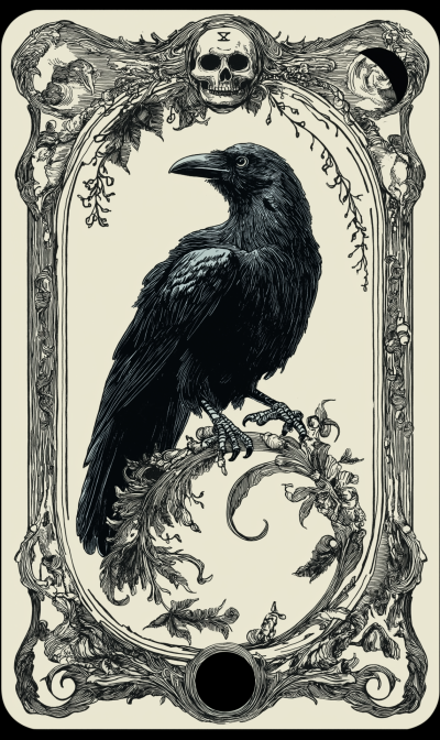 Tarot Card with Crow