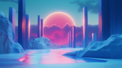 Abstract Blue Gradient Dreamscape
