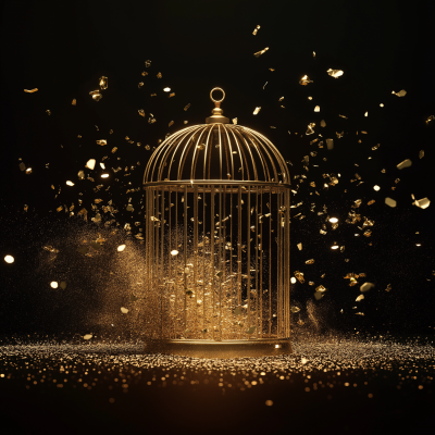 Exploding Gold Bird Cage