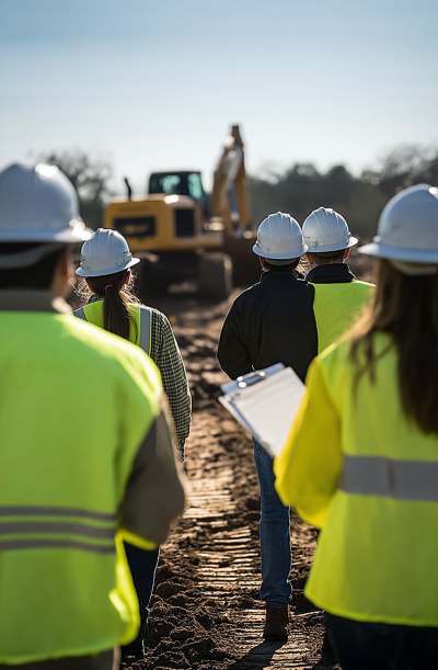 Construction Workers at Excavation Site