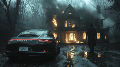 Mysterious Figure by Burning House