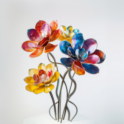 Colorful Flower Sculptures