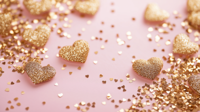 Golden Glitter Hearts