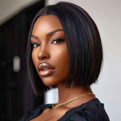 Vibrant Fashion Model with Bob Hairstyle