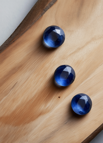 Organized Wooden Bench with Gemstones