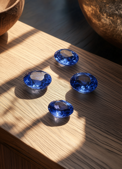 Organized Wooden Bench with Gemstones