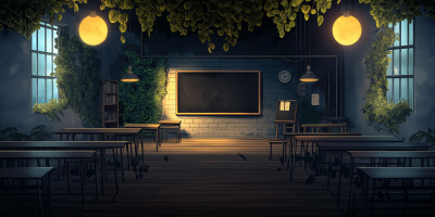 Nighttime Classroom Illustration