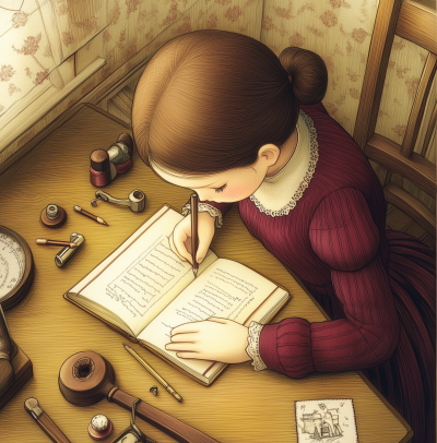 Girl at Desk Writing