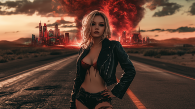 Cyberpunk Model on Desert Road