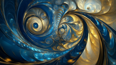 Blue and Gold Fantasy Abstract