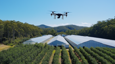 Drone Over Greenhouses