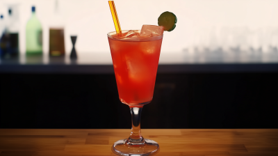 Cocktail on Wooden Countertop