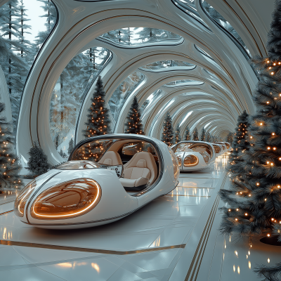 Dreamy Retrofuturistic Christmas Landscape