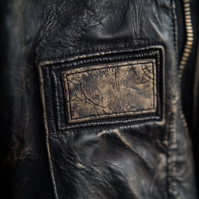 Stitched Patch on Leather Jacket