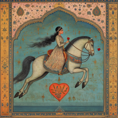 Mughal Princess on Horse