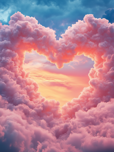 Heart Shaped Clouds at Sunset