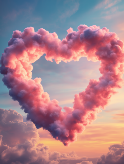 Heart Shaped Clouds at Sunset