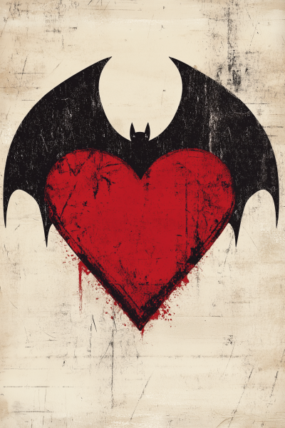 Red Heart Sticker with Bat Wings