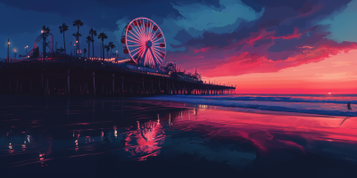 Santa Monica Pier at Sunset