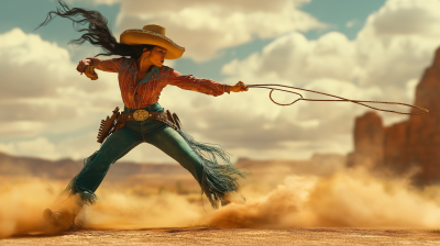 Mexican Western Woman with Whip