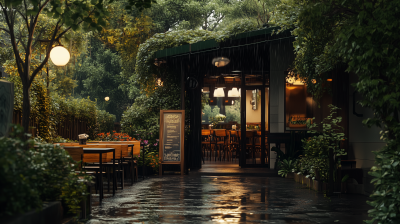 Cozy Coffee Cafe After Rain
