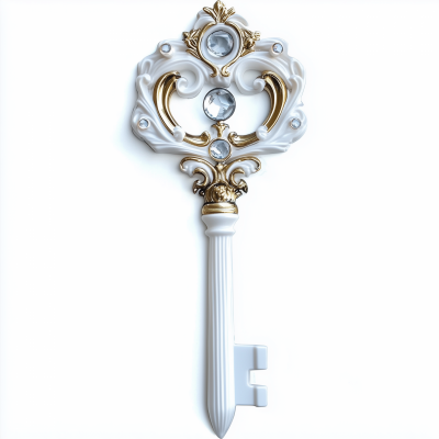 Crystal Key on White Background