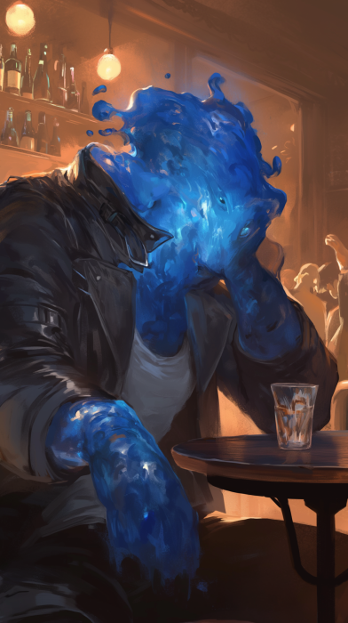 Mysterious Blue Creature in Speakeasy