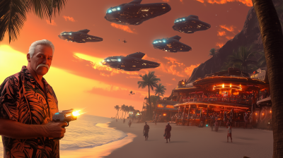 Tropical Sunset on an Alien Shore