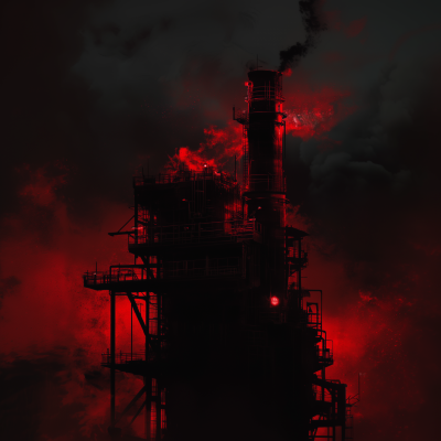 Industrial Tower in Dark Red