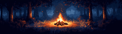 Pixel Art Bonfire in the Woods