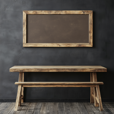 Rustic Wooden Table with Mockup