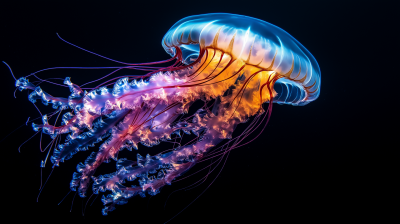 Bioluminescent Jellyfish in Ocean Depths