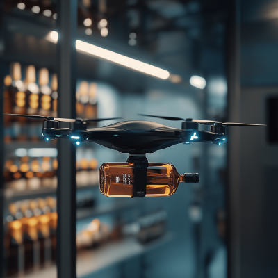 Autonomous Drone Holding Whiskey Bottle