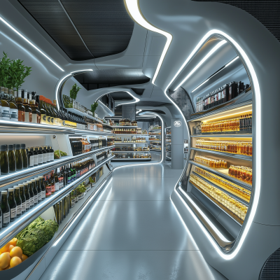 Futuristic Grocery Store Aisle
