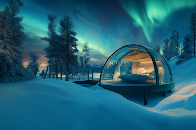 Igloo Under the Northern Lights