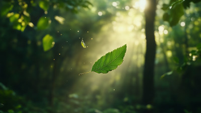 Falling Green Leaf