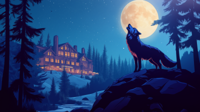 Majestic Wolf Howling at Moon
