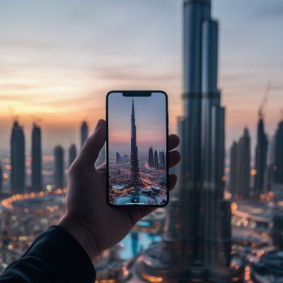 Hand Holding Phone in Dubai