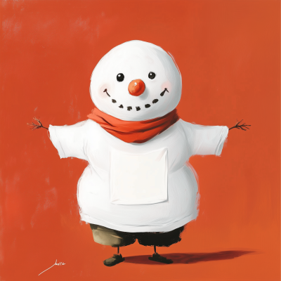 Snowman in White T-Shirt