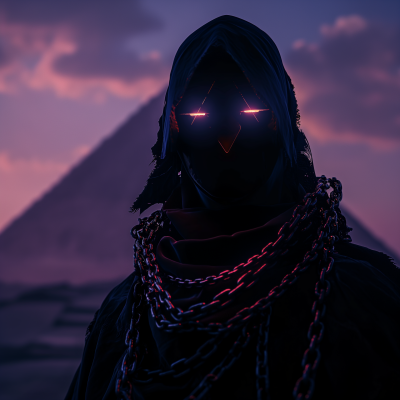 Mysterious Figure with Glowing Eyes